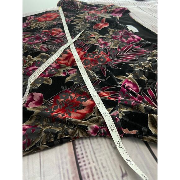 Susan Graver Tunic Women 2X Burnout Velvet Long Sleeve Boat Neck Floral Colorful - Picture 6 of 12